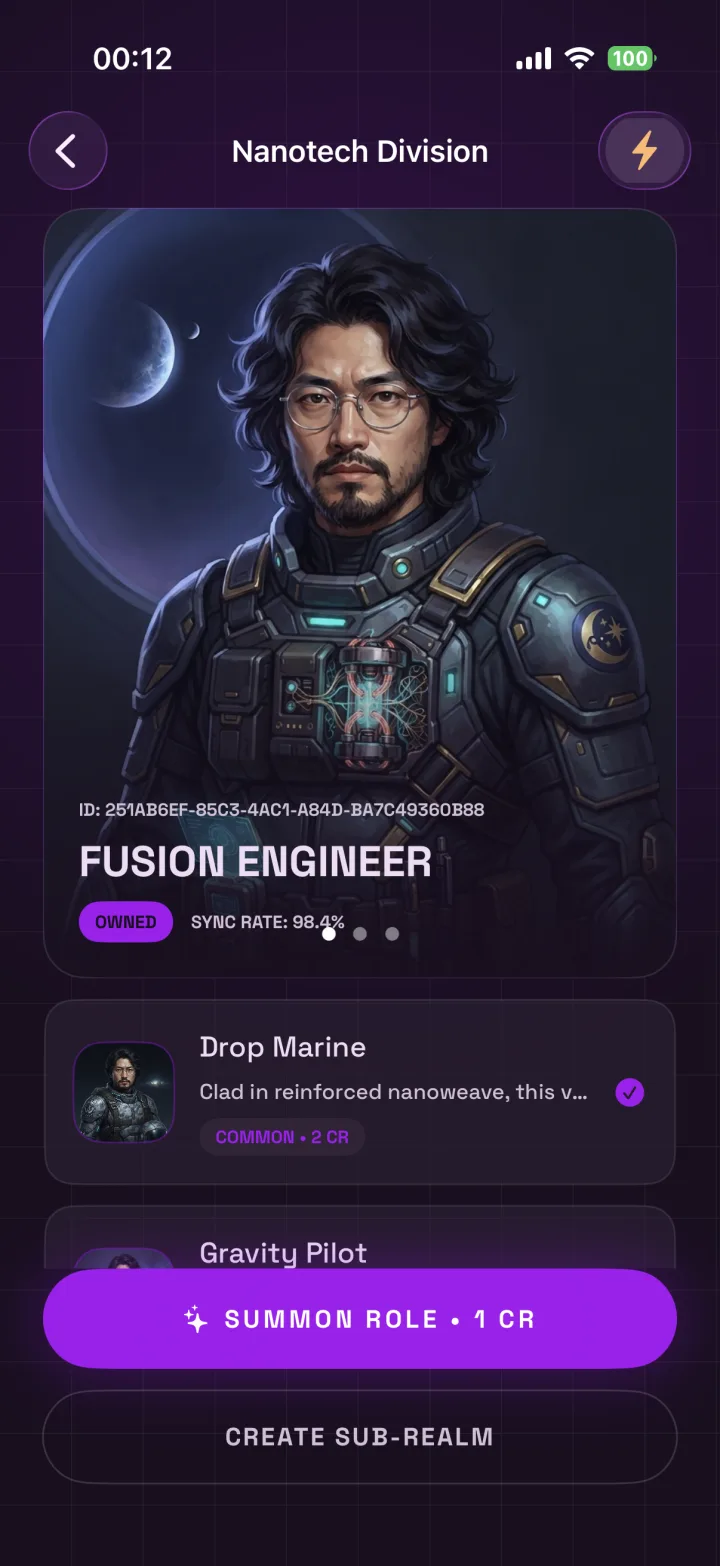 Nanotech Division realm with Fusion Engineer and more roles to discover